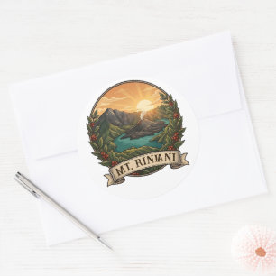 Vintage Mount Rinjani Indonesië Vulkaan Retro Ronde Sticker