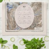 Vintage Mountain Aletsch Gletsjer 2027 kalender Theedoek (Gevouwen)