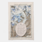 Vintage Mountain Aletsch Gletsjer 2027 kalender Theedoek (Verticaal)