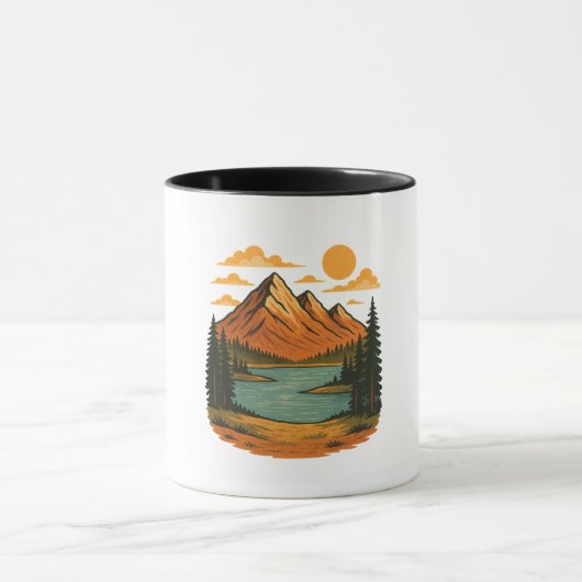 Vintage Mountain Landscape Illustration Mok (Midden)