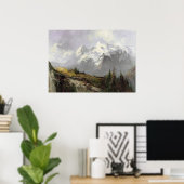 Vintage Mountain Landscape Painting Rustic Muted Poster (Thuiskantoor)