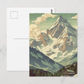 Vintage Mountain Travel Ski Lodge Cabin Winter Briefkaart (Voorkant / Achterkant)