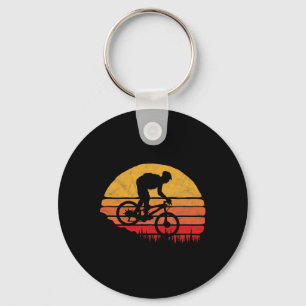 Vintage Mountainbiken Outdoor Retro Zonsondergang Sleutelhanger