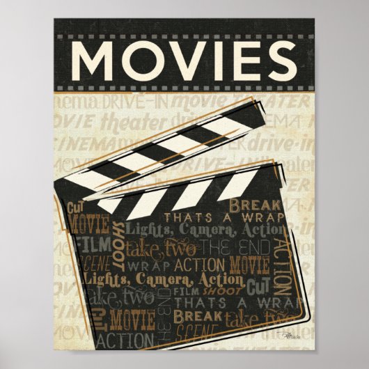 Vintage Movie Clapper Poster (Voorkant)