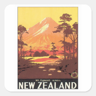Vintage Mt. Taranaki Mt. Egmont Nieuw-Zeeland Vierkante Sticker