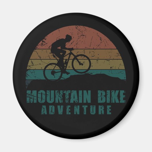 Vintage MTB Avontuur - Mountainbiken Magneet (Voorkant)