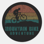 Vintage MTB Avontuur - Mountainbiken Ronde Sticker (Voorkant)