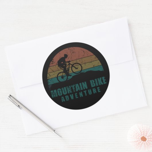 Vintage MTB Avontuur - Mountainbiken Ronde Sticker (Envelop)