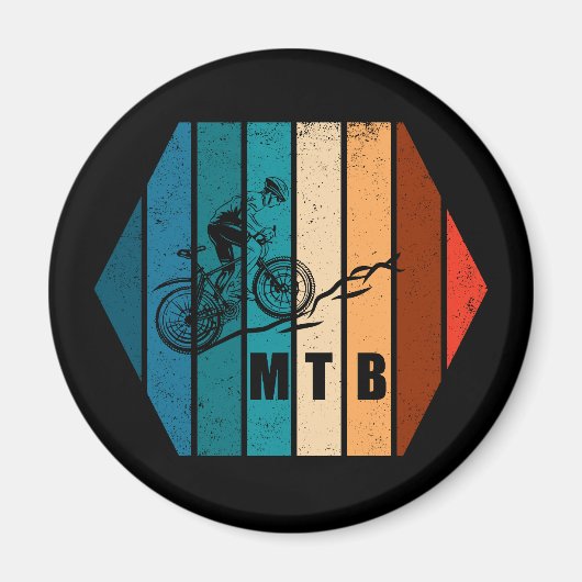 Vintage Mtb Downhill Mountainbiken Magneet (Voorkant)