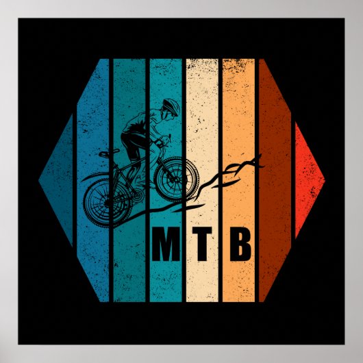 Vintage Mtb Downhill Mountainbiken Poster (Voorkant)