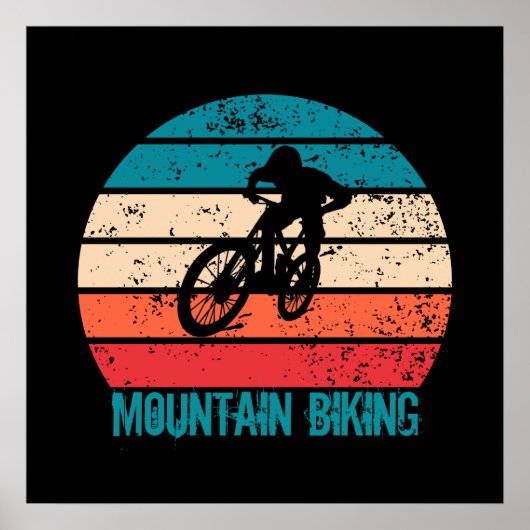 Vintage Mtb Downhill Mountainbiken Poster (Voorkant)