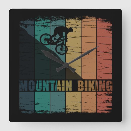 Vintage MTB Downhill Mountainbiken Vierkante Klok (Voorkant)