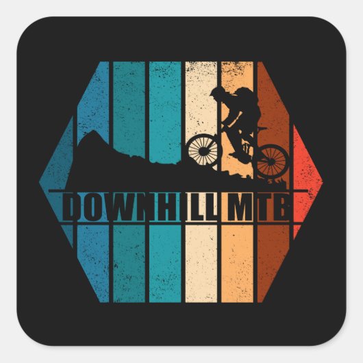 Vintage Mtb Downhill Mountainbiken Vierkante Sticker (Voorkant)