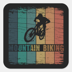 Vintage Mtb Downhill Mountainbiken Vierkante Sticker