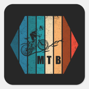 Vintage Mtb Downhill Mountainbiken Vierkante Sticker