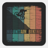 Vintage MTB Downhill Mountainbiken Vierkante Sticker (Voorkant)