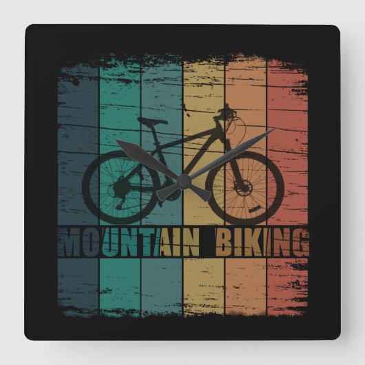 Vintage Mtb Mountainbiken Vierkante Klok (Voorkant)