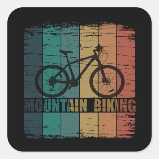 Vintage Mtb Mountainbiken Vierkante Sticker (Voorkant)