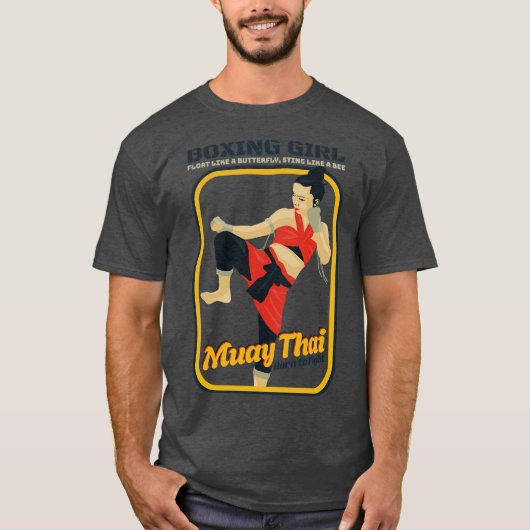 Vintage Muay Thai boksmeisje T-shirt (Voorkant)