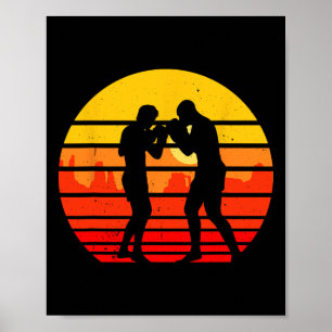 Vintage Muay Thai-vechter Retro Thaise Kickboksen  Poster