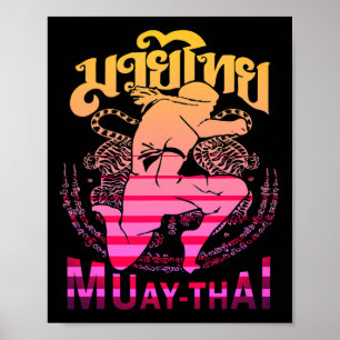 Vintage Muay Thai-vechter Thailand Thai-boksen Kic Poster