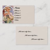 Vintage Mucha Lady Visitekaartje (Voorkant / Achterkant)