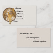 Vintage Mucha Lady Visitekaartje (Voorkant / Achterkant)