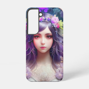 Vintage Mucha Stijl Mooie Vrouw Portret Samsung Galaxy Hoesje