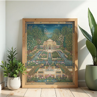 Vintage Mughal-miniatuur Pauw Indiase Kunst Poster