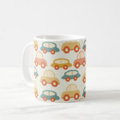 Vintage multikleur auto patroon koffiemok (Voorkant links)