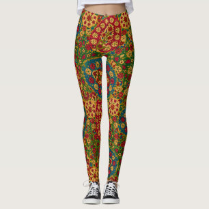 Vintage multikleurige bloementapijt leggings