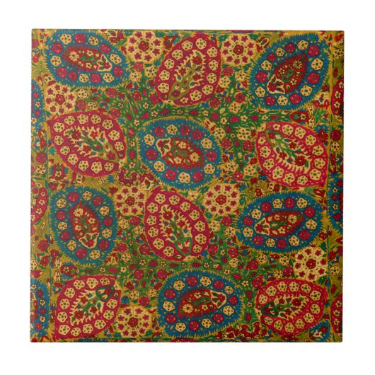 Vintage multikleurige bloementapijt tegeltje (Voorkant)