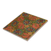 Vintage multikleurige bloementapijt tegeltje (Zijkant)