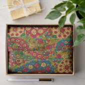 Vintage multikleurige bloementapijt tissuepapier (Geschenk)