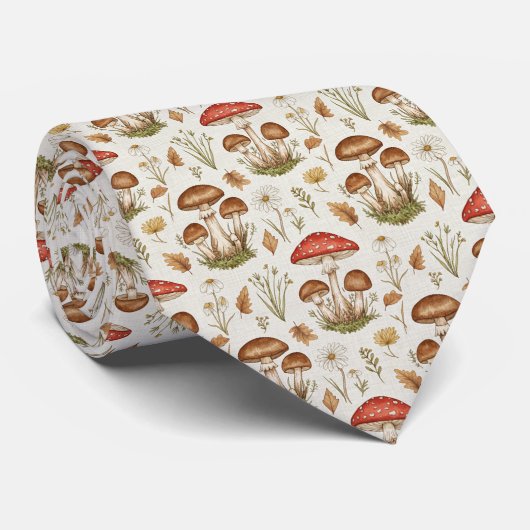 Vintage Mushroom Botanical Stropdas (Opgerold)