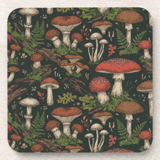 Vintage Mushroom Forest Botanical Bier Onderzetter