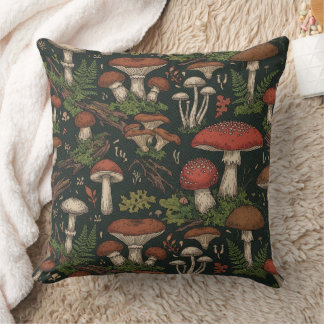 Vintage Mushroom Forest Botanical Kussen