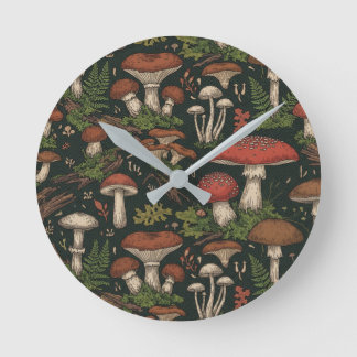 Vintage Mushroom Forest Botanical Ronde Klok