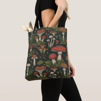 Vintage Mushroom Forest Botanical Tote Bag