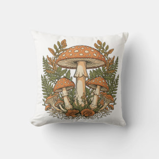 Vintage Mushroom Throw Pillow Cover, Botanical For Kussen