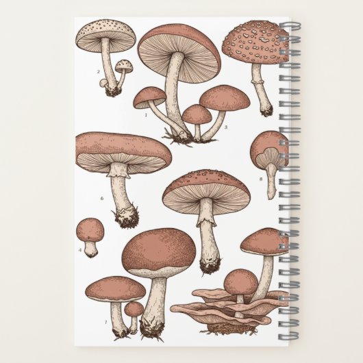 Vintage Mushrooms Notebook Notitieboek (Achterkant)