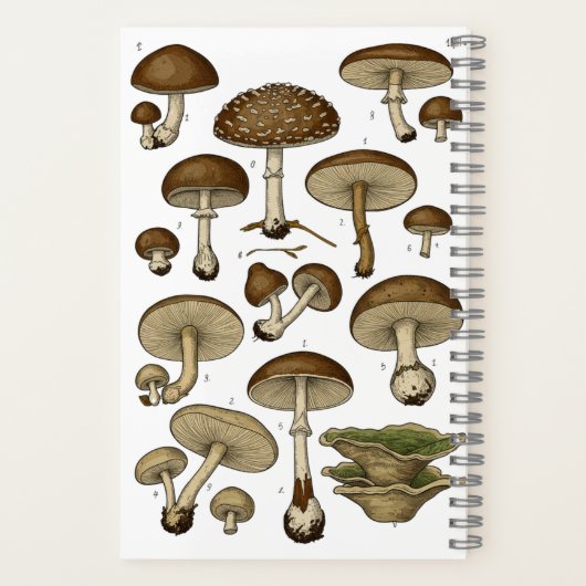 Vintage Mushrooms Notebook Notitieboek (Achterkant)