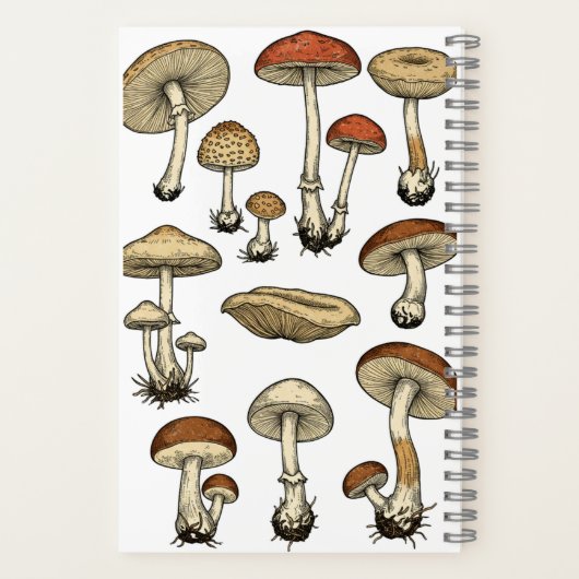 Vintage Mushrooms Notebook Notitieboek (Achterkant)