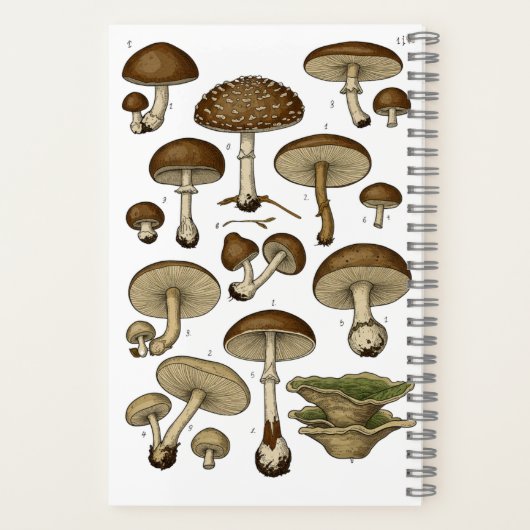 Vintage Mushrooms Notebook Notitieboek (Achterkant)