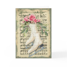 Vintage Music Sheet and Ice Skates Christmas Card