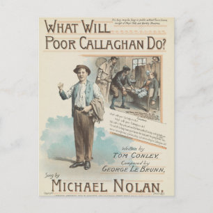 Vintage Music Song Sheet Poor Callaghan Chorus Briefkaart