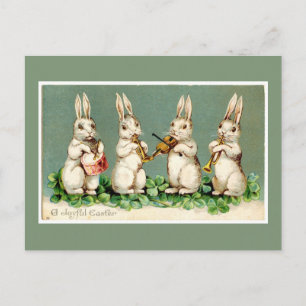 Vintage Musical Easter Bunnies Green Briefkaart