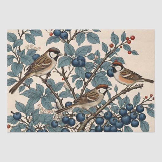 Vintage Musjes en Bosbessen Decoupage Tissuepapier (Voorkant)