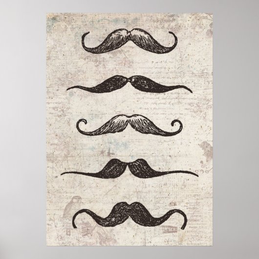 Vintage Mustache Poster (Voorkant)