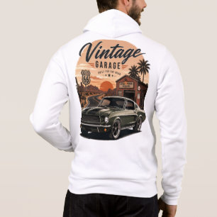 Vintage Mustang Route 66 Garage Zonsondergang Graf Hoodie